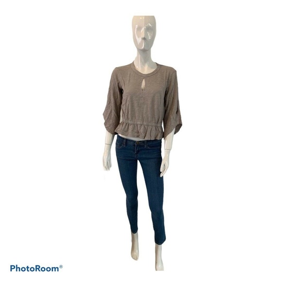 New M By Wilt 3/4 Flared Sleeves Gray Blouse XS Top Classic Shirt cotton size 2 - Picture 1 of 10